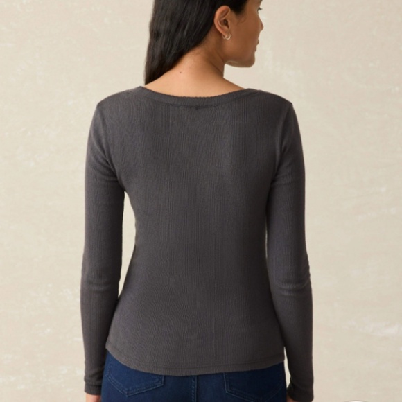 NWT Faherty Pacific Pointelle Scoop Neck - Washed Black Size M or L - Picture 5 of 5